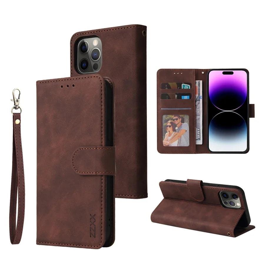 Flip Card Slot Holder Leather Wallet iPhone Case - DealJustDeal