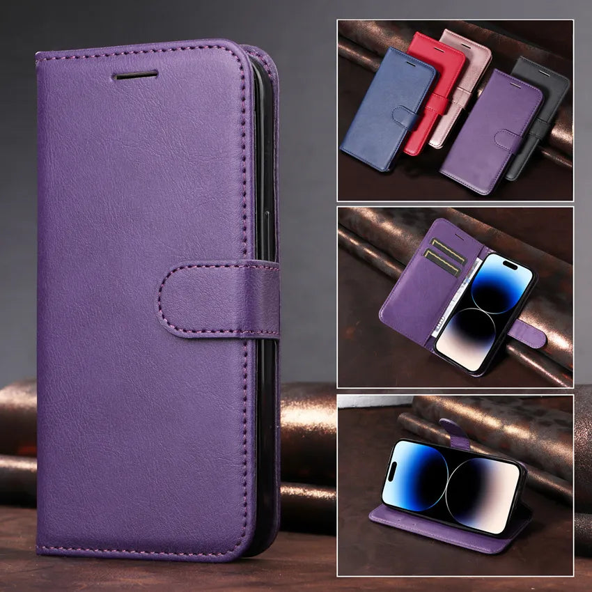 Pure Color Wallet Flip Leather Google Case - DealJustDeal