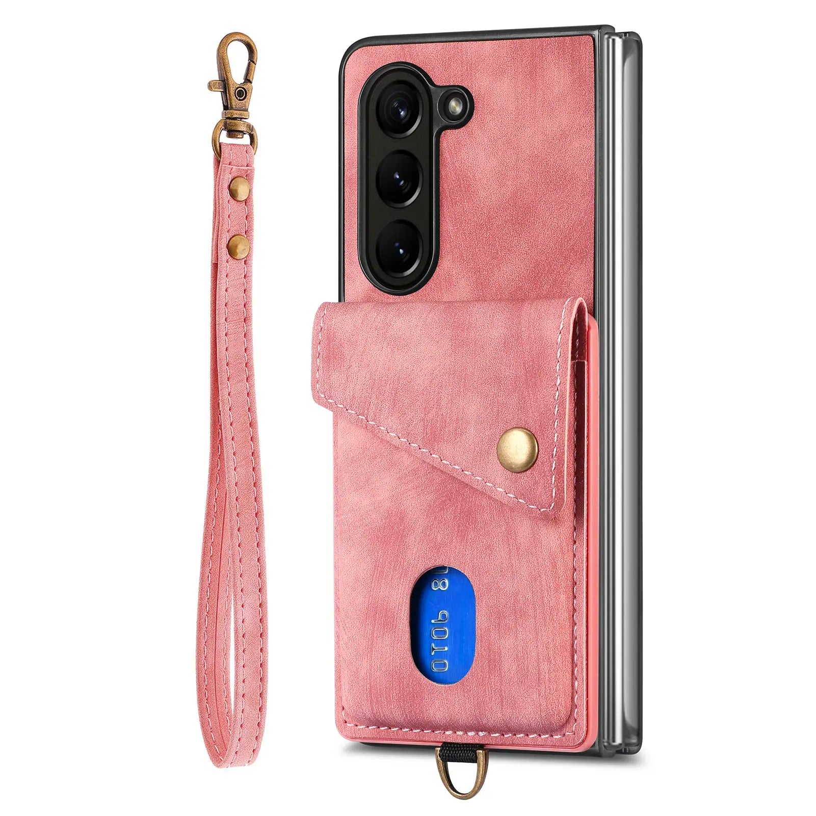 Hand Strap Flip Anti Drop Leather Wallet Galaxy Z Fold Case - DealJustDeal