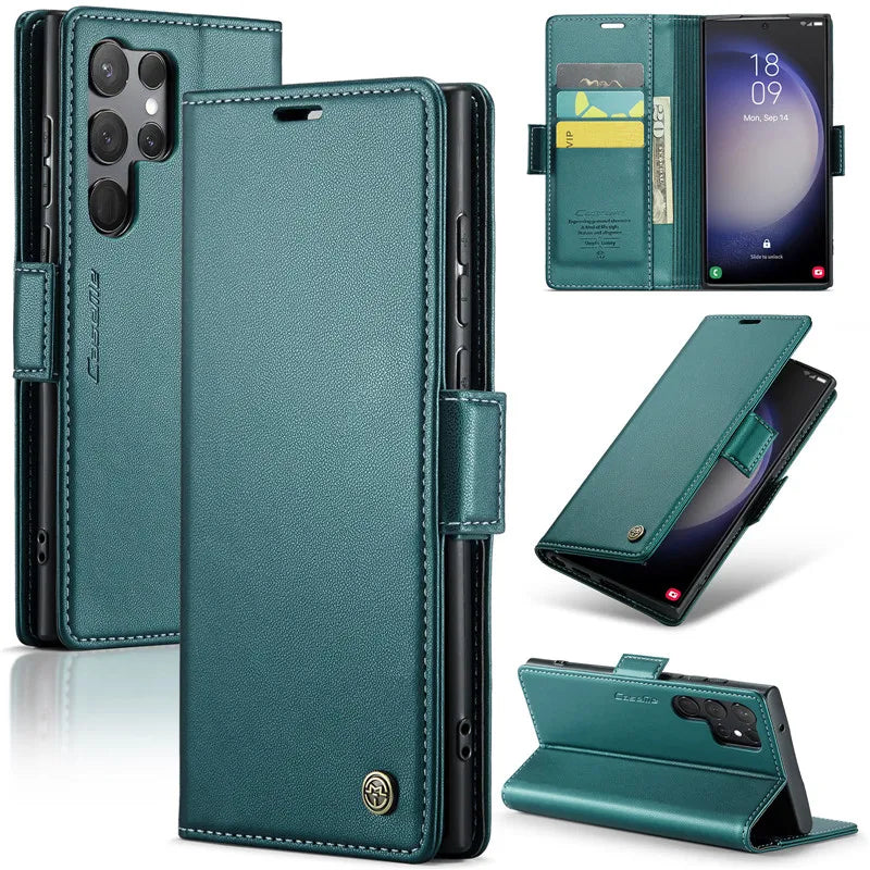 Magnetic Wallet Leather Galaxy A, Note and S Case - DealJustDeal