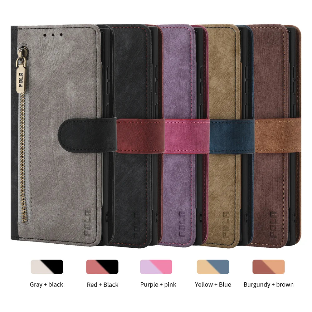 RFID Block Zipper Wallet Leather Google Case - DealJustDeal