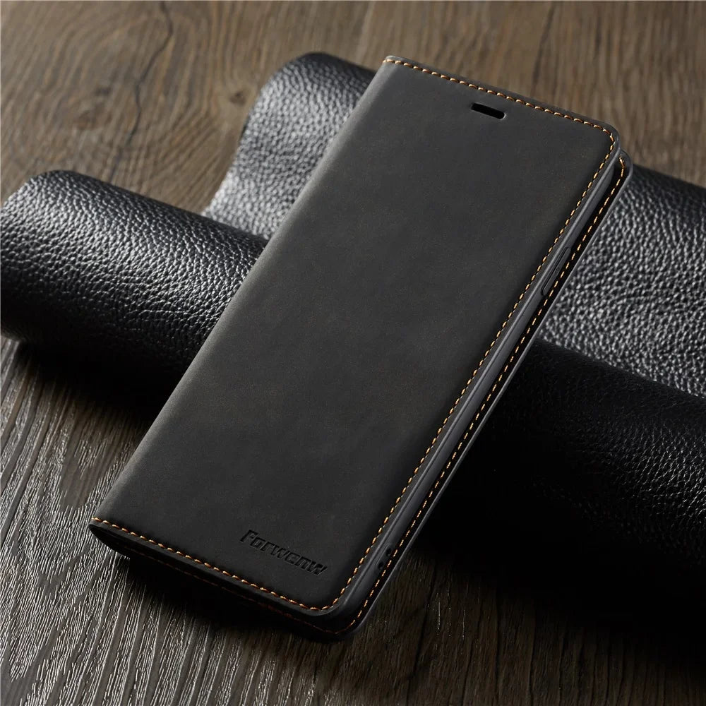 Flip Magnet Thin Suede Leather Wallet iPhone Case - DealJustDeal