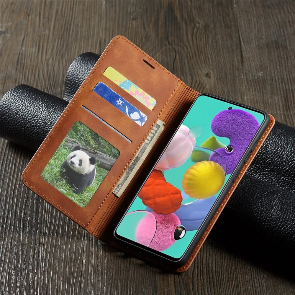 Magnetic Wallet Leather Galaxy A and M Case - DealJustDeal