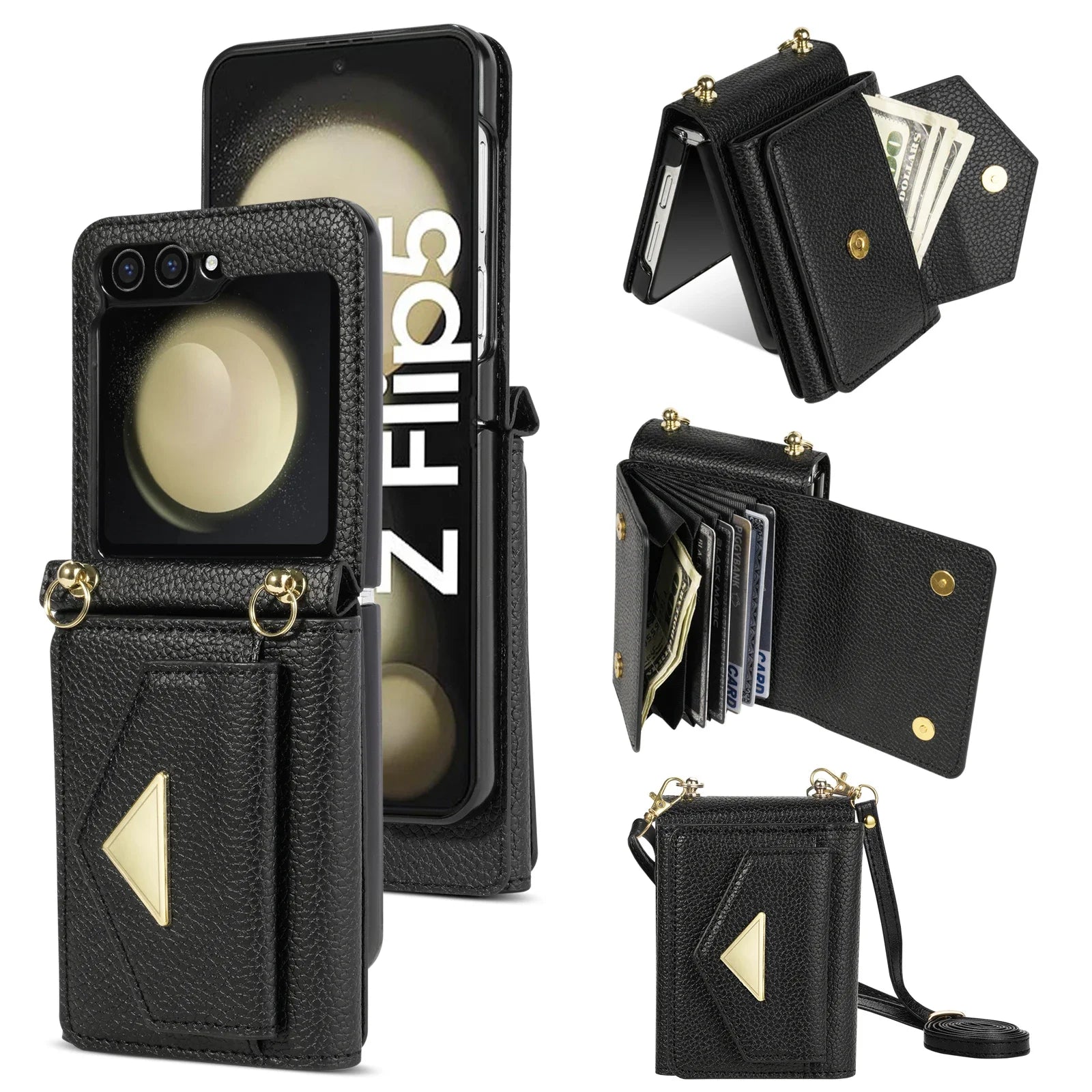 Crossbody Card Slot Wallet Leather Galaxy Z Flip Case - DealJustDeal