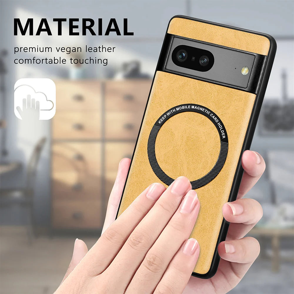 Leather Magnetic for Magsafe Shockproof Matte Google Case - DealJustDeal