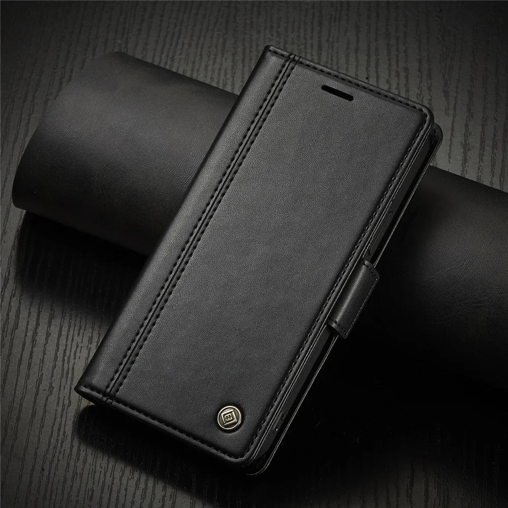 Magnetic Folio Card Slots Leather Wallet iPhone Case - DealJustDeal