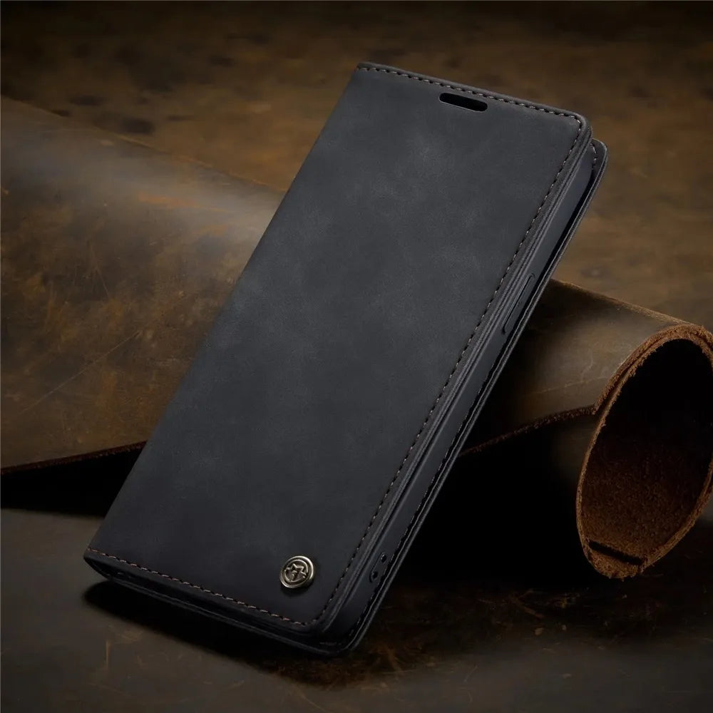 Magnetic Retro Matte Leather Flip iPhone Case - DealJustDeal