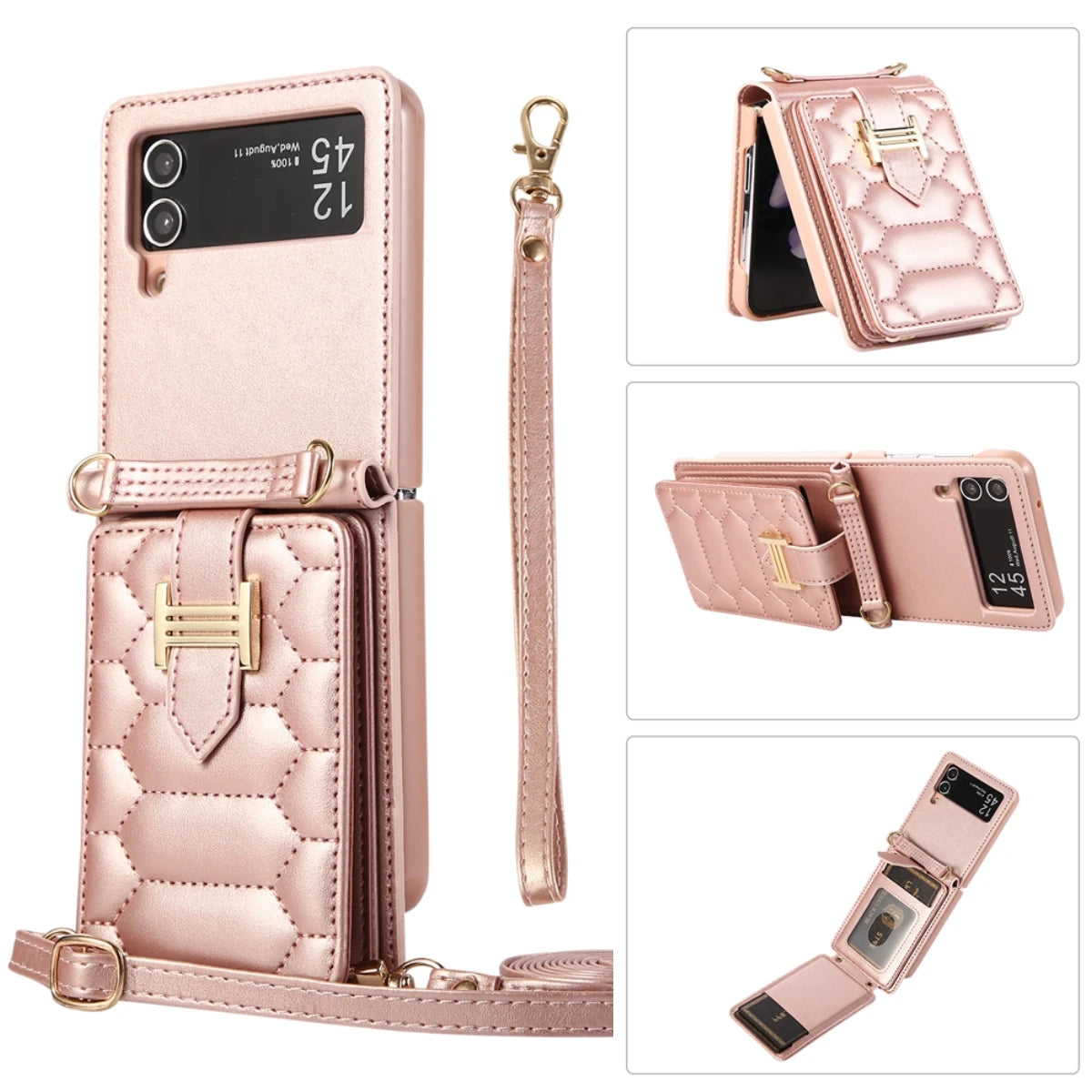 Vertical Cards Slot Holder Wallet Leather Galaxy Z Flip Case - DealJustDeal