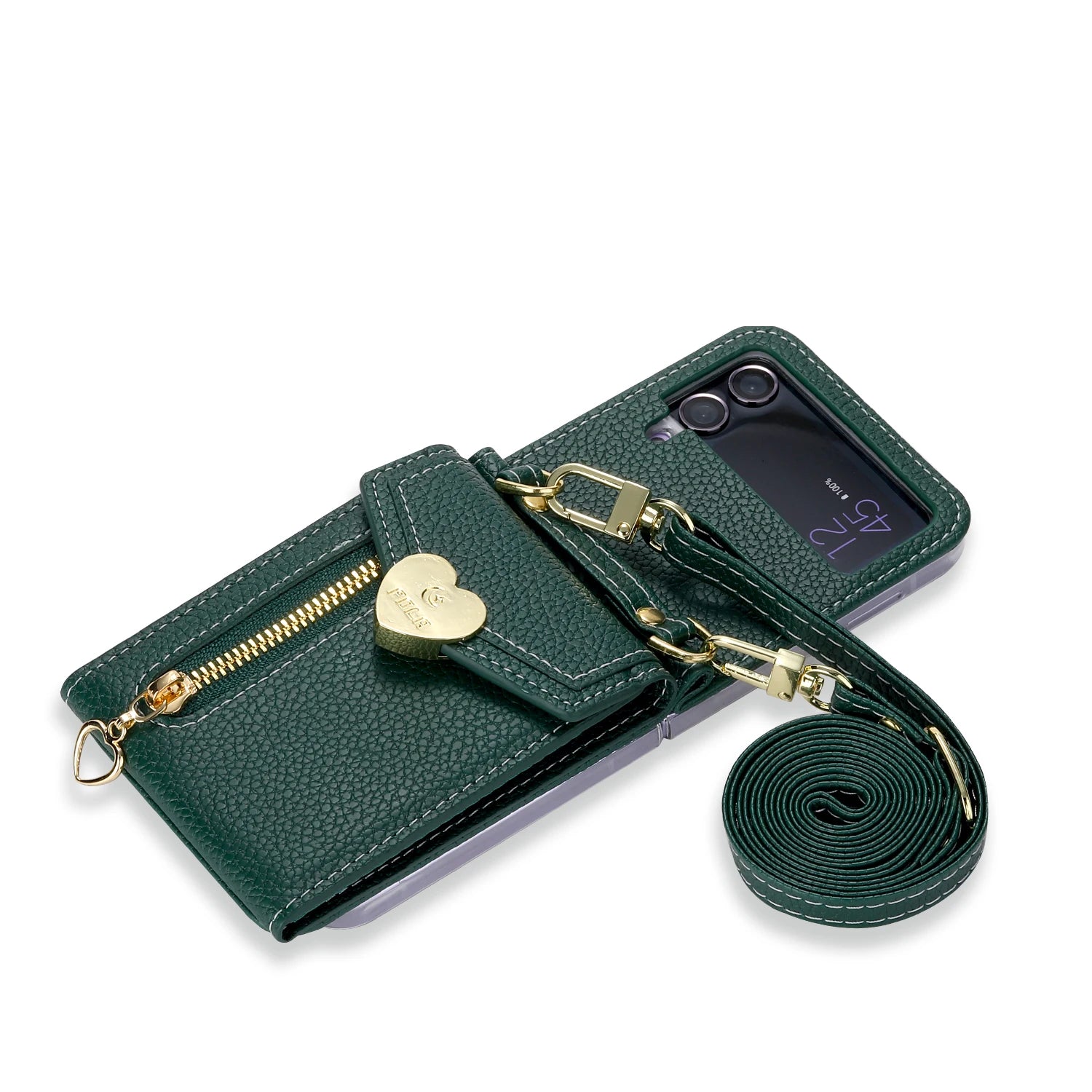 Crossbody Wrist Strap Leather Galaxy Z Flip Case - DealJustDeal