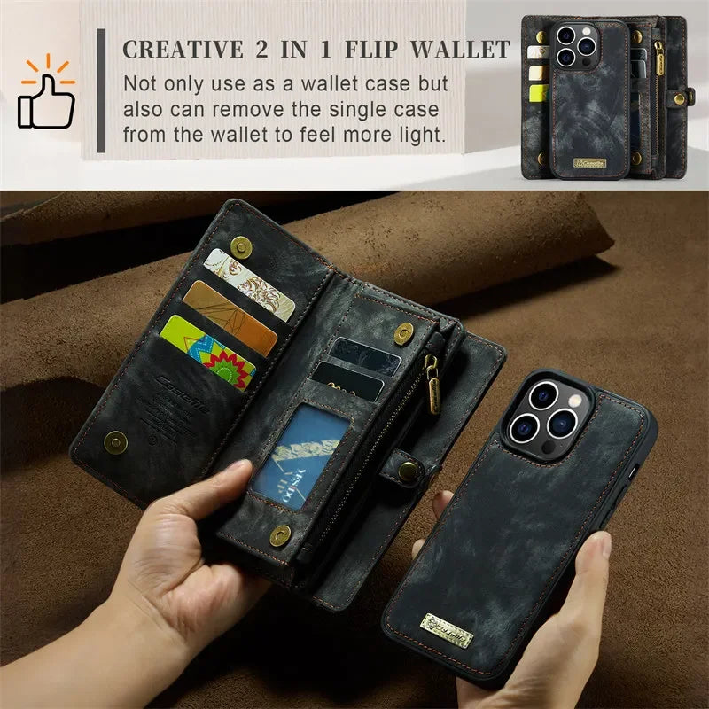 Flip Wallet Leather iPhone Case - DealJustDeal