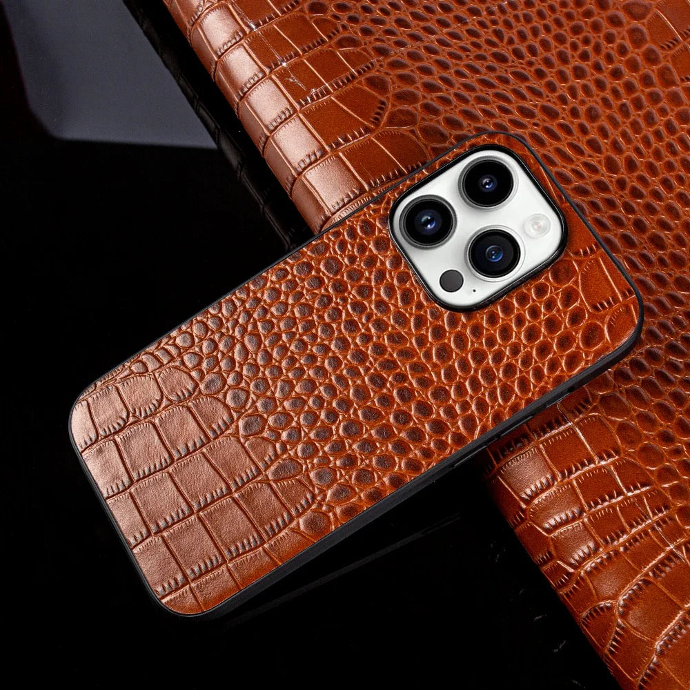 Cowhide Half-Inclusive Genuine Leather iPhone Case - DealJustDeal