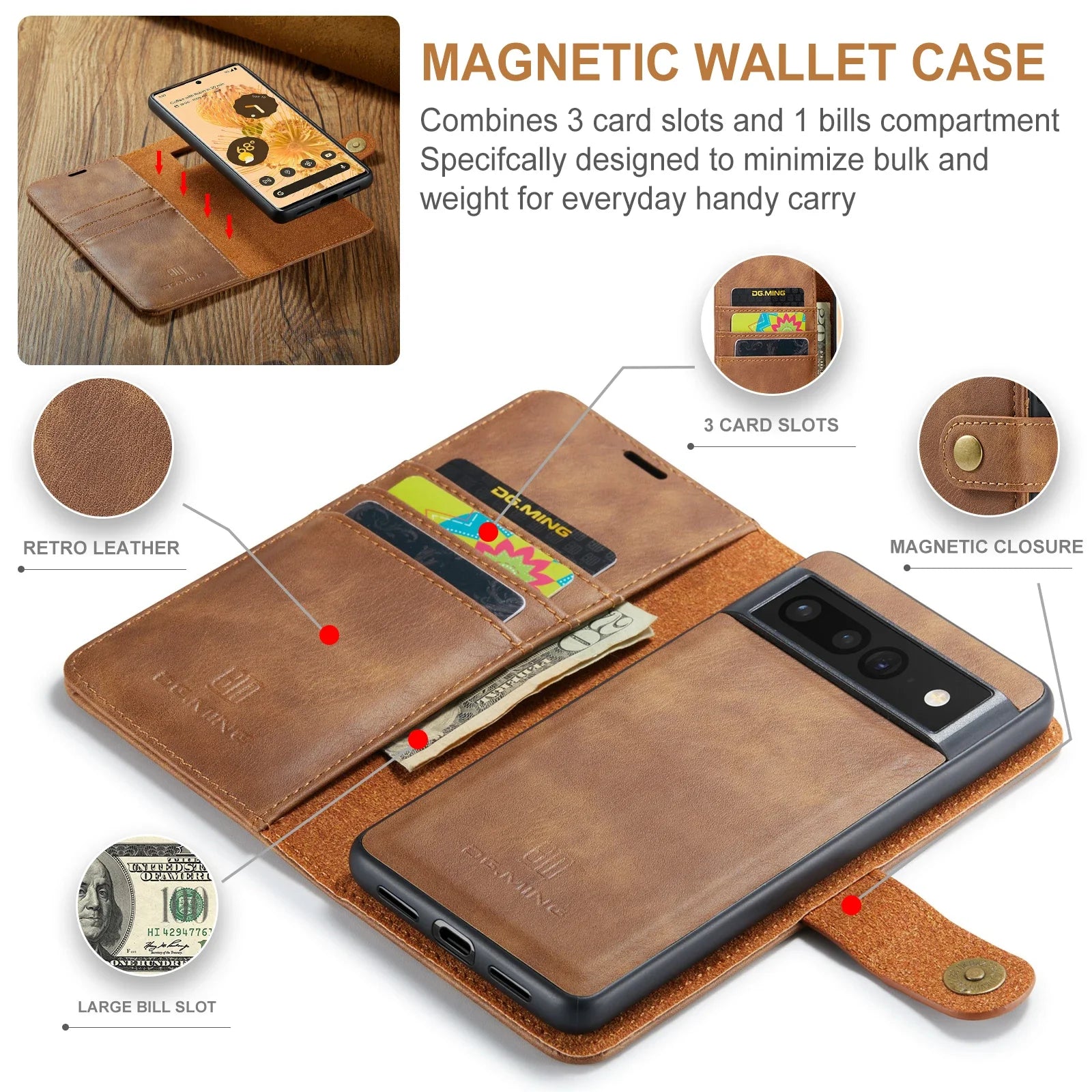 Retro Detachable Magnetic Leather Google Case - DealJustDeal