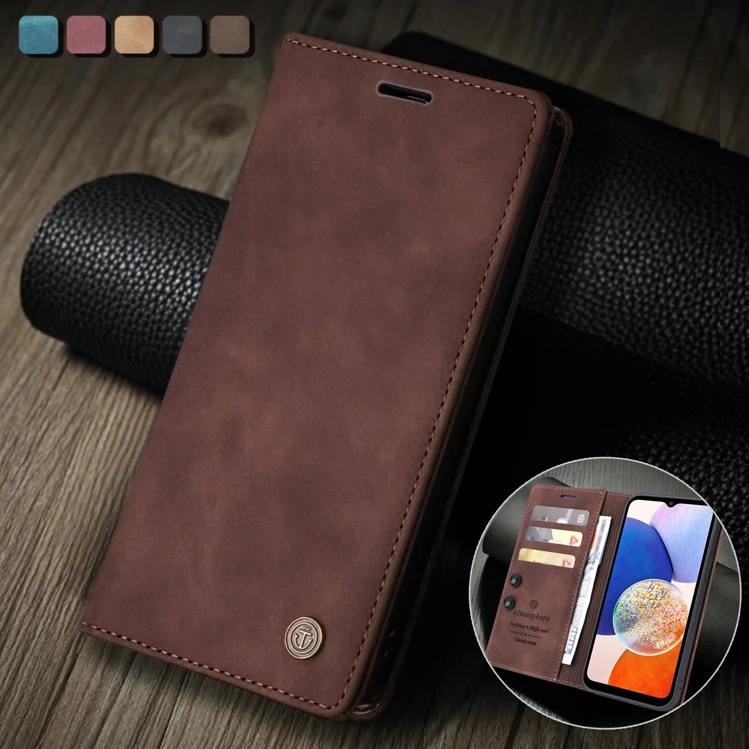 Flip Book Leather Wallet Galaxy A Case - DealJustDeal