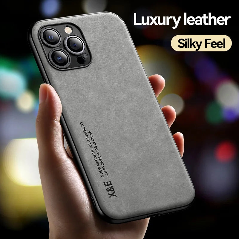 Sheepskin Matte Slim Magnetic Leather iPhone Case - DealJustDeal