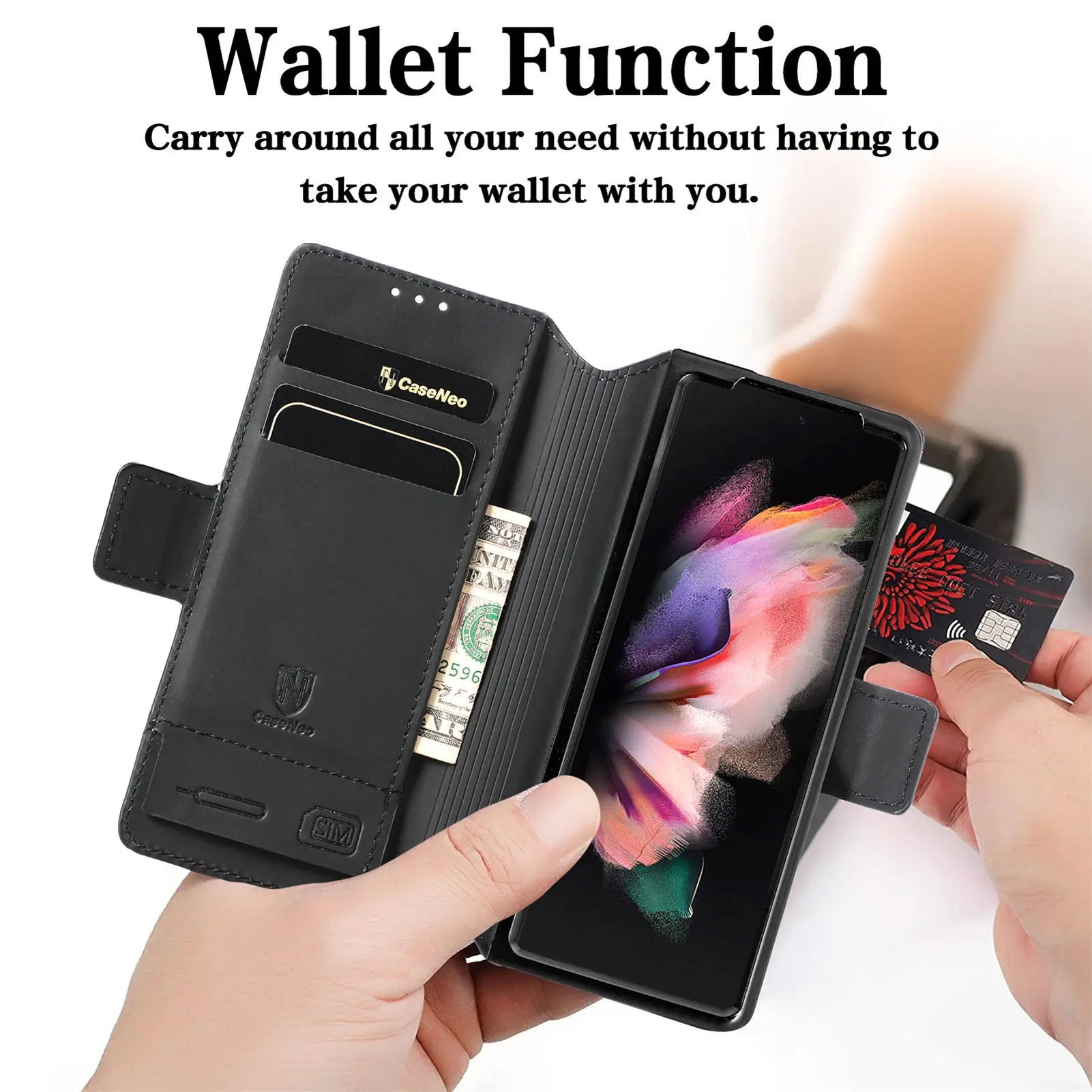 Multifunctional Wallet Double Side Buckle Anti-Drop Leather Galaxy Z Fold Case - DealJustDeal