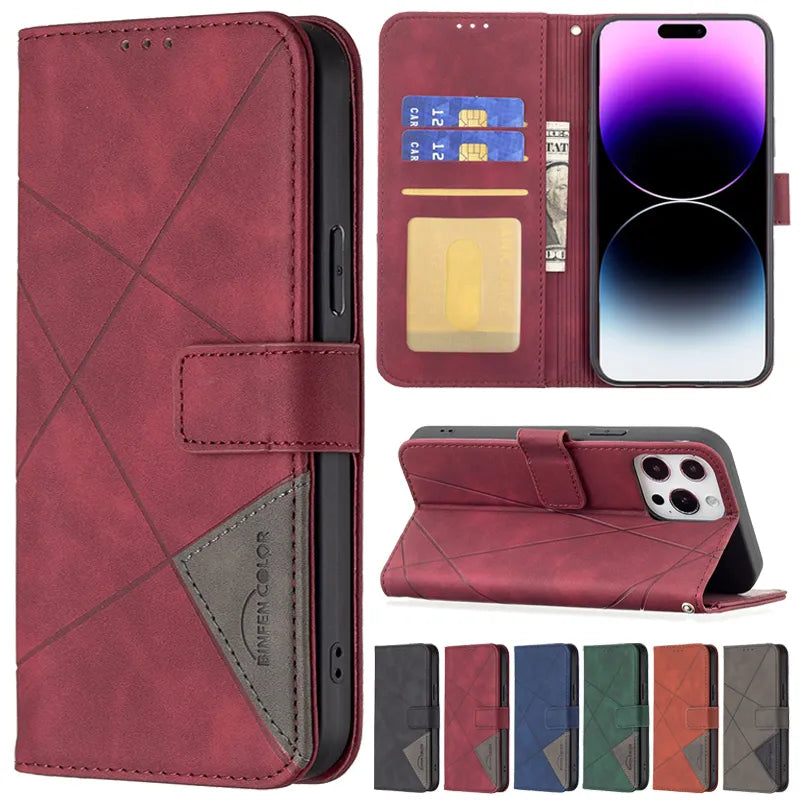 Wallet Magnetic Flip Shockproof Leather iPhone Case - DealJustDeal