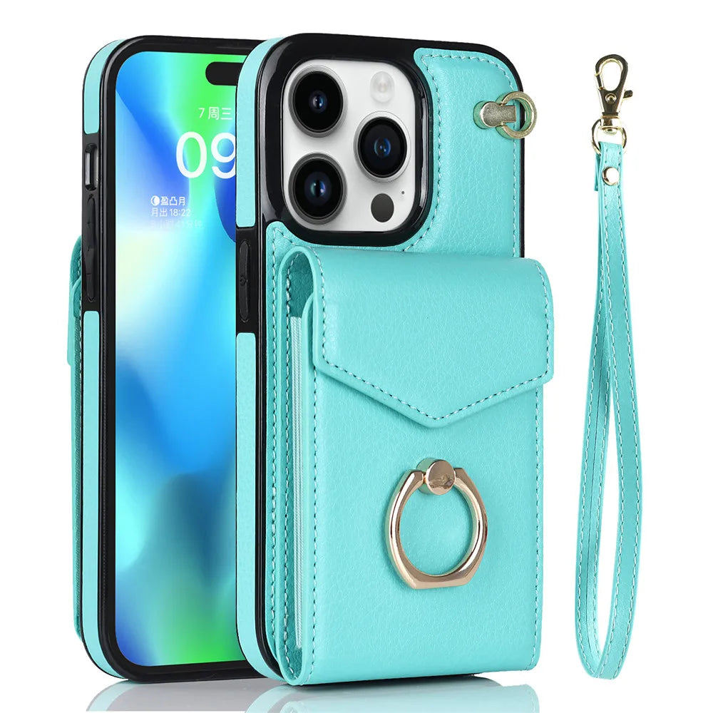 Wallet Card Holder Stand Leather iPhone Case - DealJustDeal