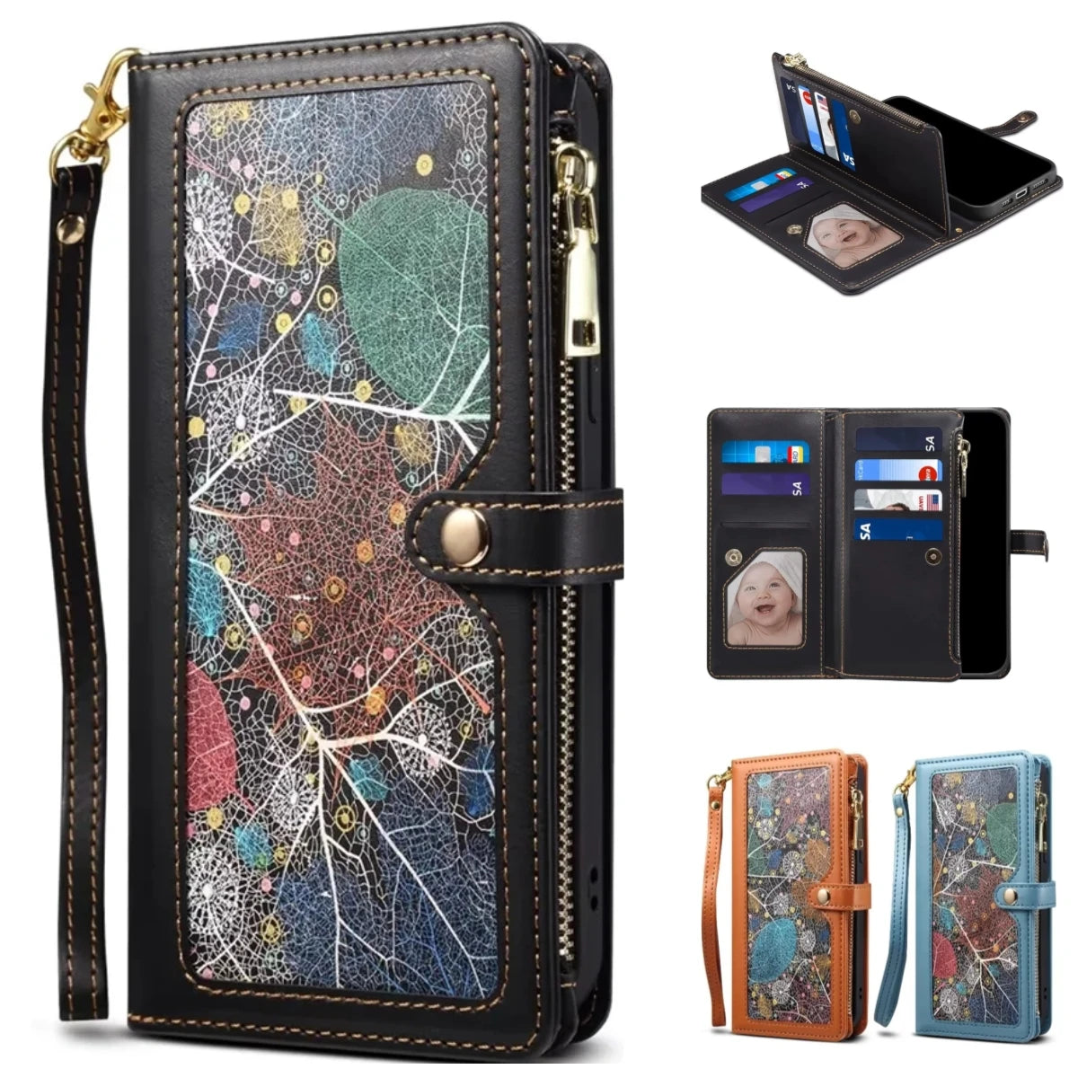 RFID NFC Credit Lanyard Wallet  Leather Galaxy A and S Case - DealJustDeal