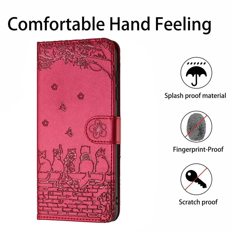 Wallet Cat Embossed Flip Over Leather Google Case - DealJustDeal