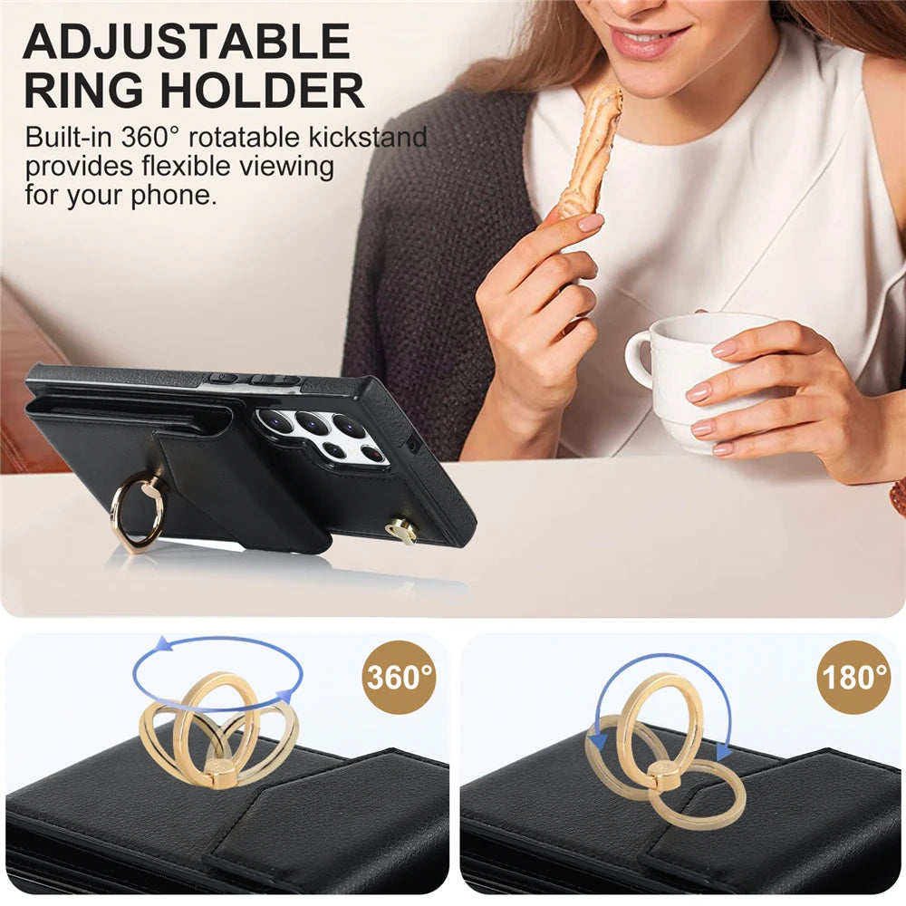 Stand Holder Wallet Leather Galaxy S Case - DealJustDeal