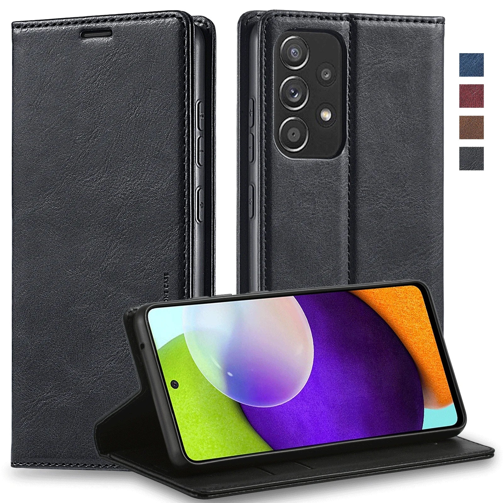 Anti-theft Brush Wallet Magnetic Flip Leather Galaxy A and S Case - DealJustDeal