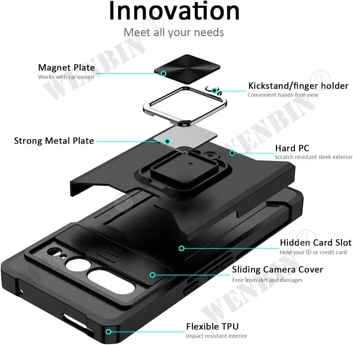 Card Holder Heavy Duty Magnetic Google Case - DealJustDeal