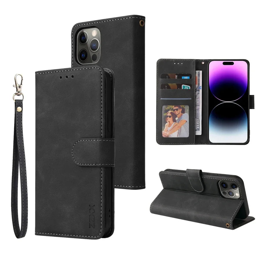 Flip Card Slot Holder Leather Wallet iPhone Case - DealJustDeal