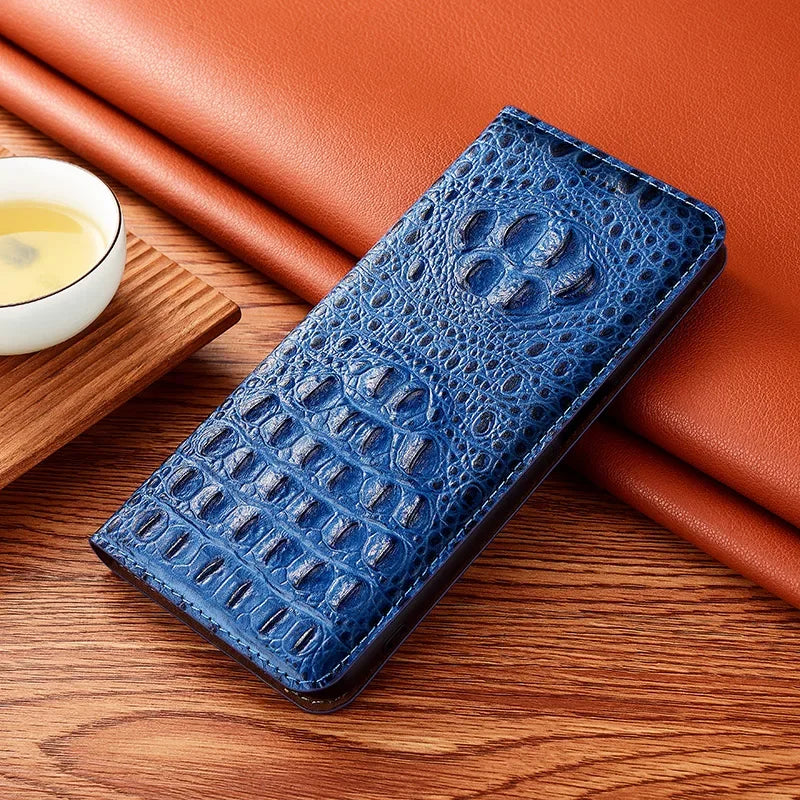 Cowhide Magnetic Crocodile Genuine Leather Galaxy Case - DealJustDeal