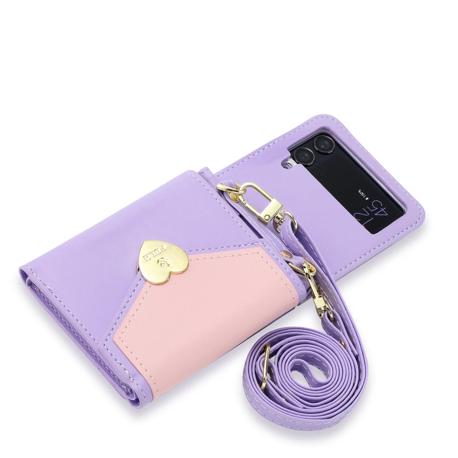 Crossbody Wallet Hinge Coverage Leather Galaxy Z Flip Case - DealJustDeal