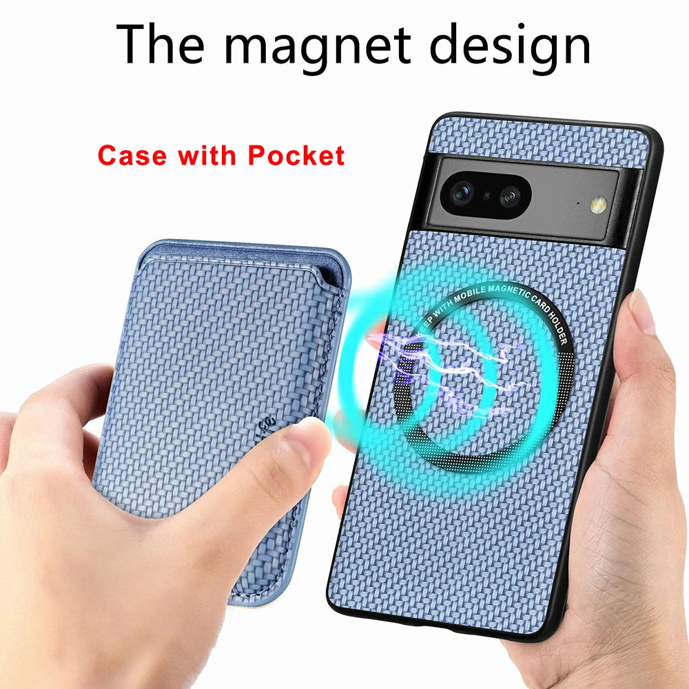 Carbon Fiber Texture Leather Magnetic Google Case - DealJustDeal