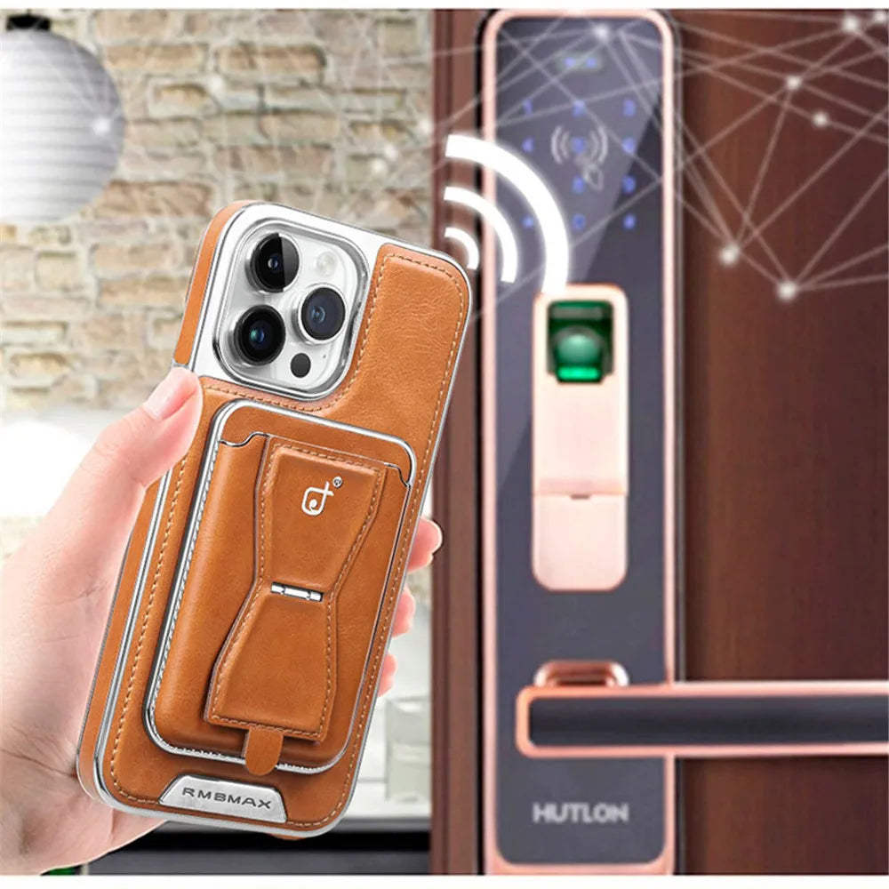 2 in 1 Magnetic Wallet Invisible Kickstand Leather iPhone Case - DealJustDeal