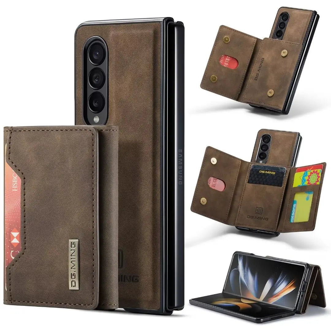 Detachable Card Pocket Flip Leather Magnetic Wallet Galaxy Fold Z Case - DealJustDeal