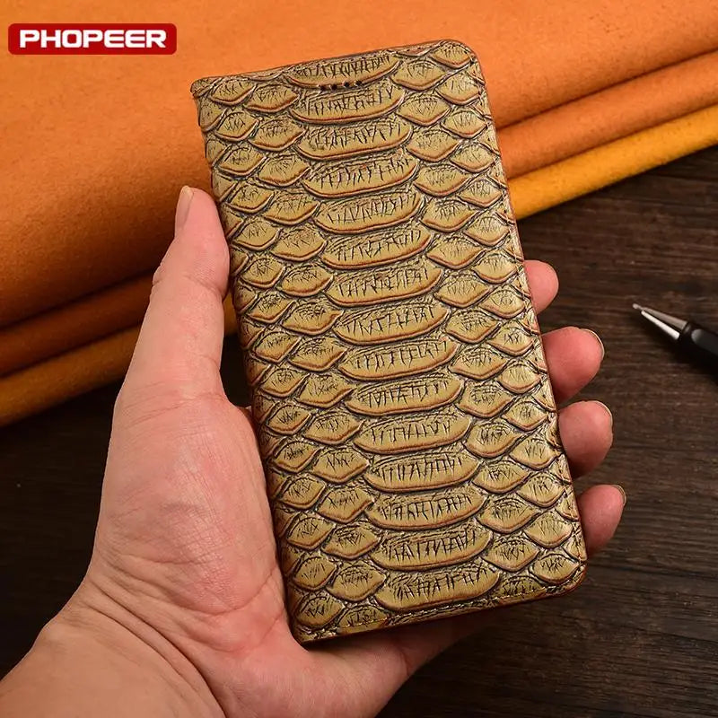 Python Skin  Wallet Magnet Genuine Leather Google Case - DealJustDeal