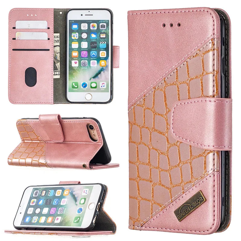 Protective Wallet Flip Leather iPhone Case SE2020 2022 - DealJustDeal