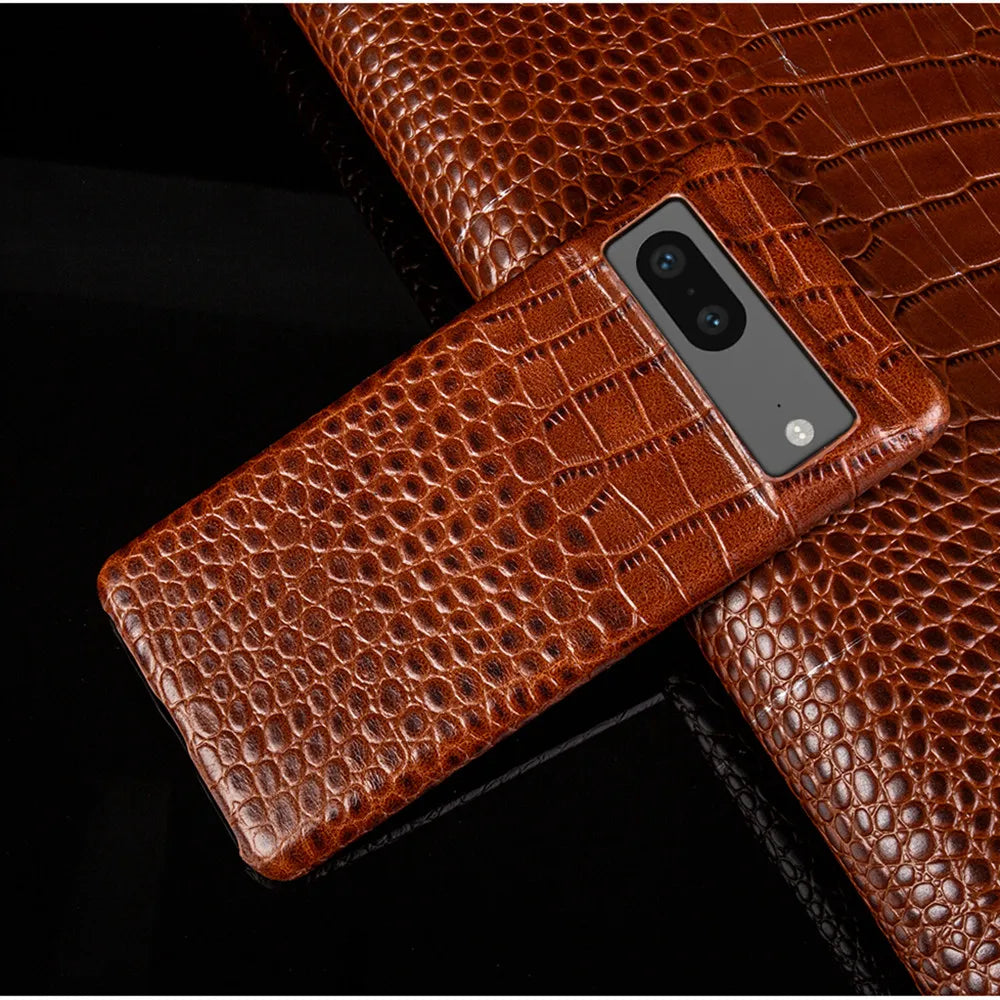 Handmade Crocodile Pattern Genuine Leather Google Case - DealJustDeal