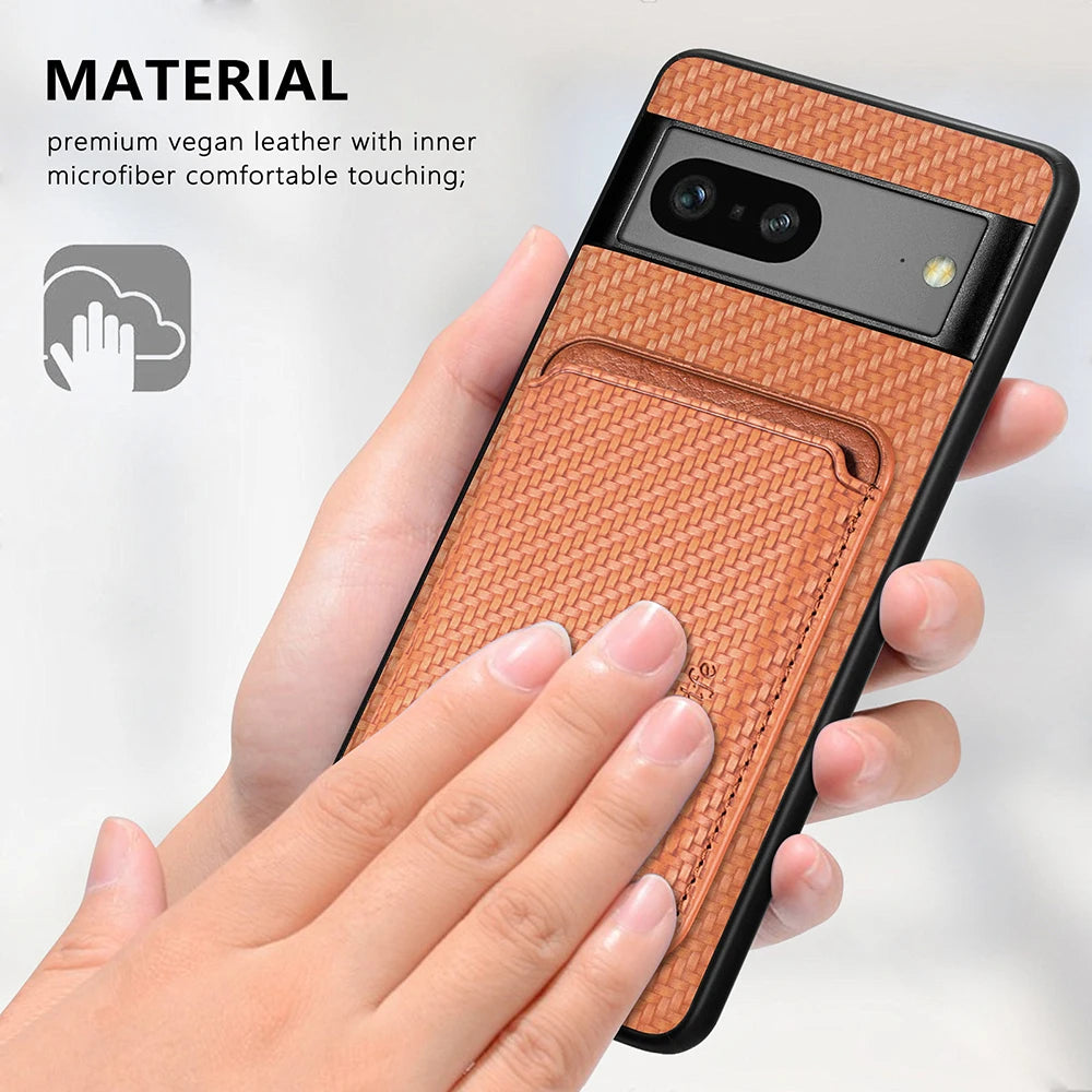 Carbon Fiber Texture Leather Magnetic Google Case - DealJustDeal