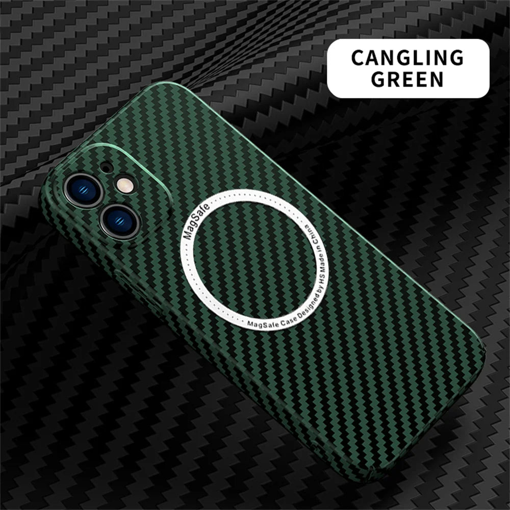 Carbon Fiber Pattern Magsafe Magnetic Wireless Charge iPhone Case - DealJustDeal