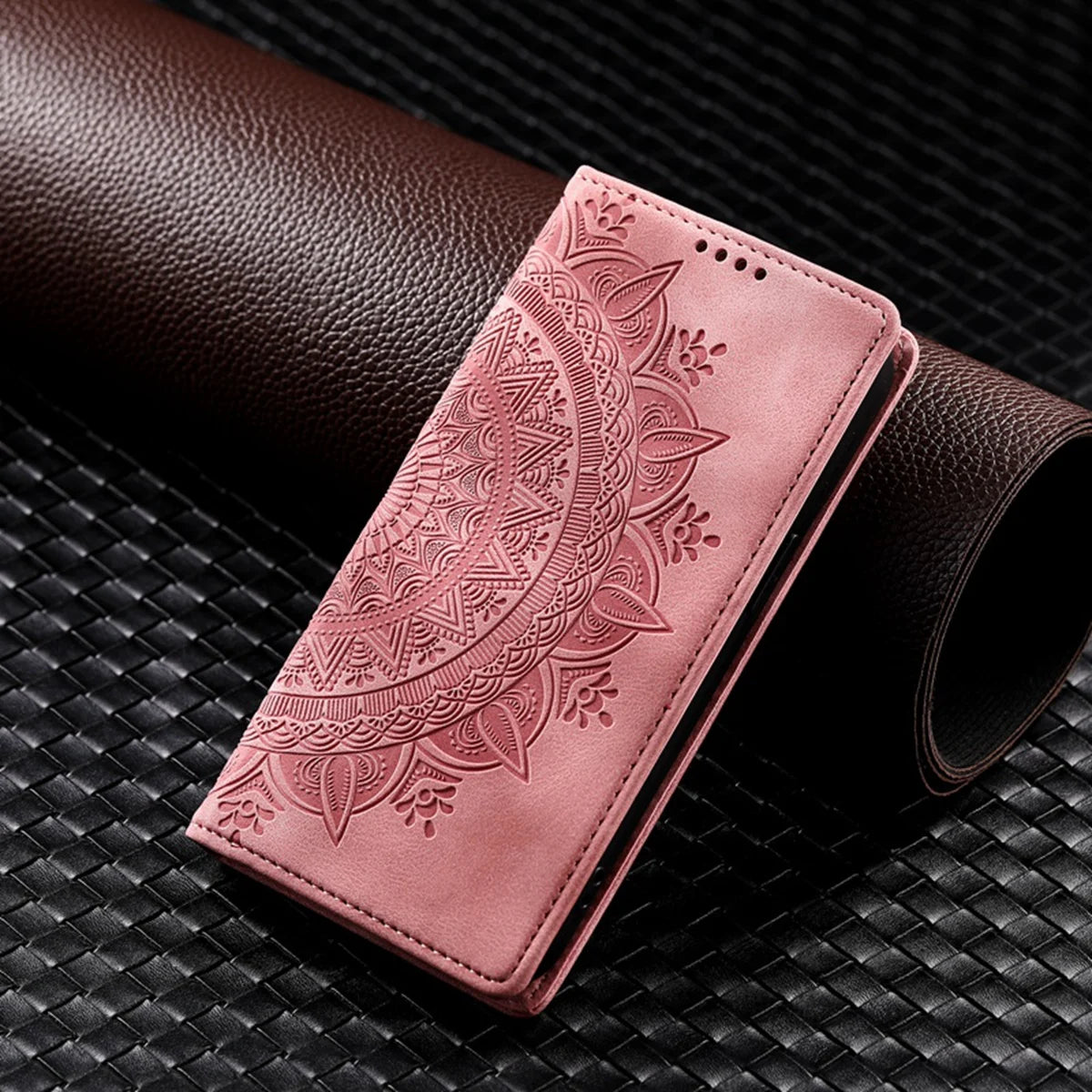 Magnetic Flip Embossed Totem Card Slots Wallet Leather Galaxy Note and S Case - DealJustDeal