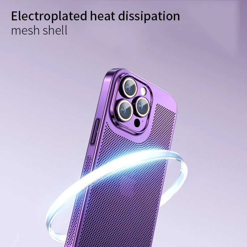 Electroplated Border Honeycomb Mesh Shell Heat Dissipation iPhone Case - DealJustDeal