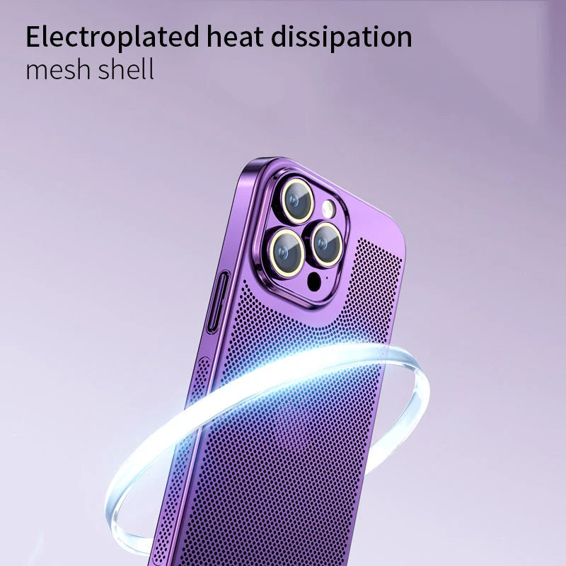 Electroplated Border Honeycomb Mesh Heat Dissipation iPhone Case - DealJustDeal