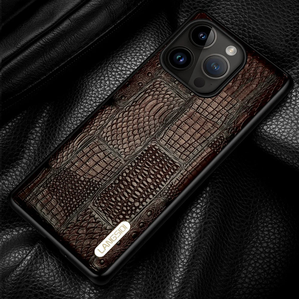 Retro Splice Genuine Leather iPhone Case - DealJustDeal