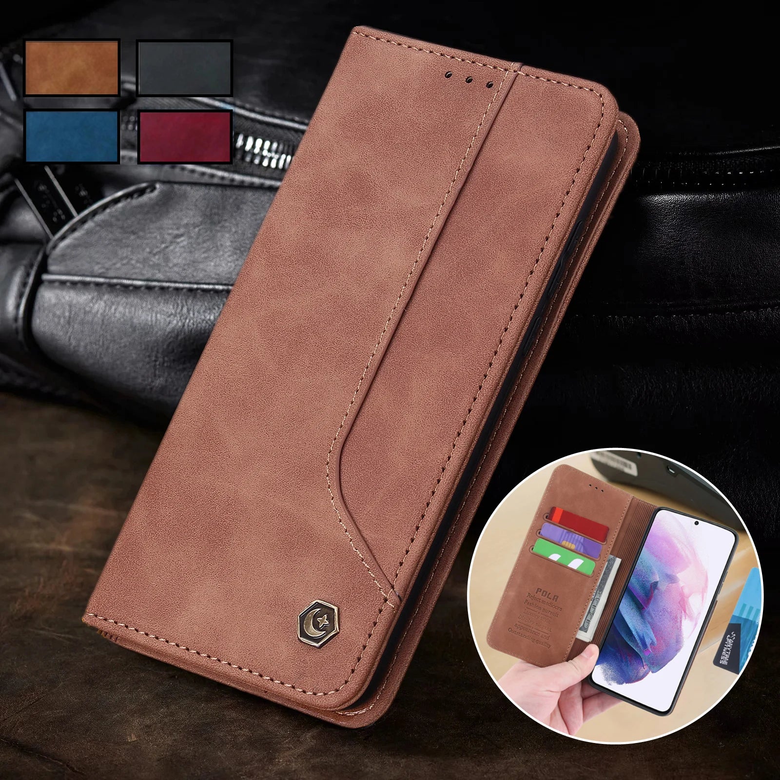 Flip Wallet Leather Galaxy A Case - DealJustDeal