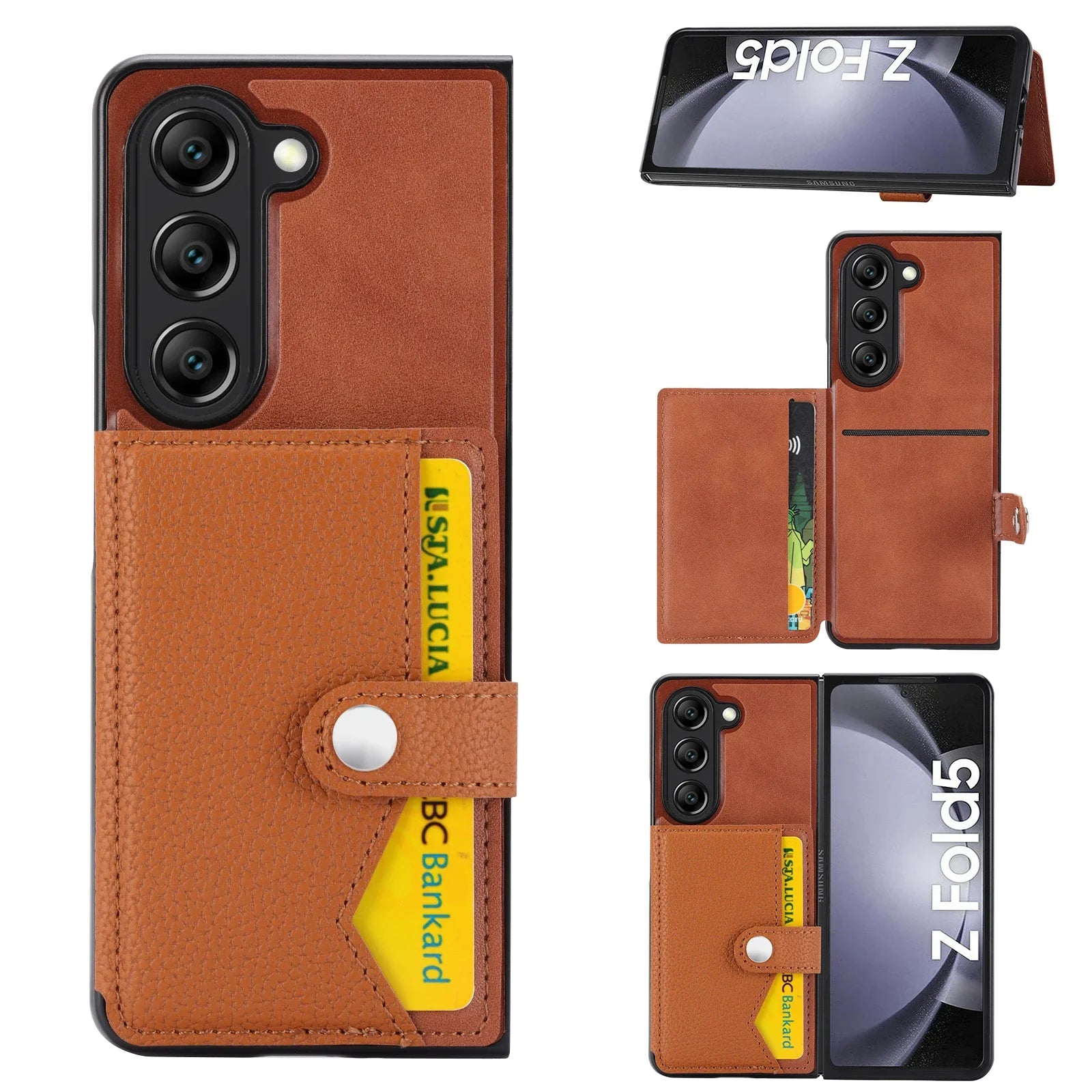 Cards Slot Wallet Leather Galaxy Z Fold Case - DealJustDeal