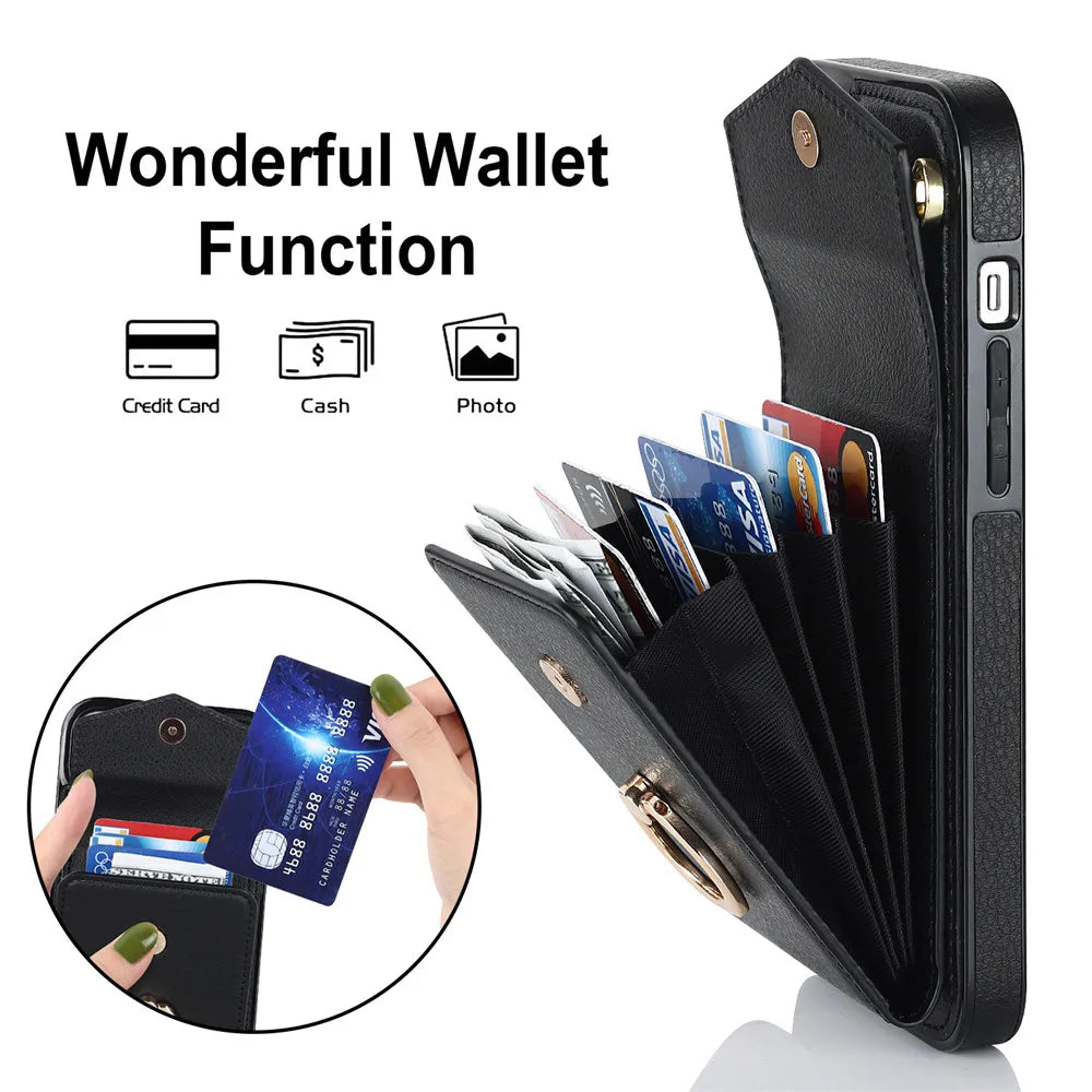 Wallet Card Holder Stand Leather iPhone Case - DealJustDeal