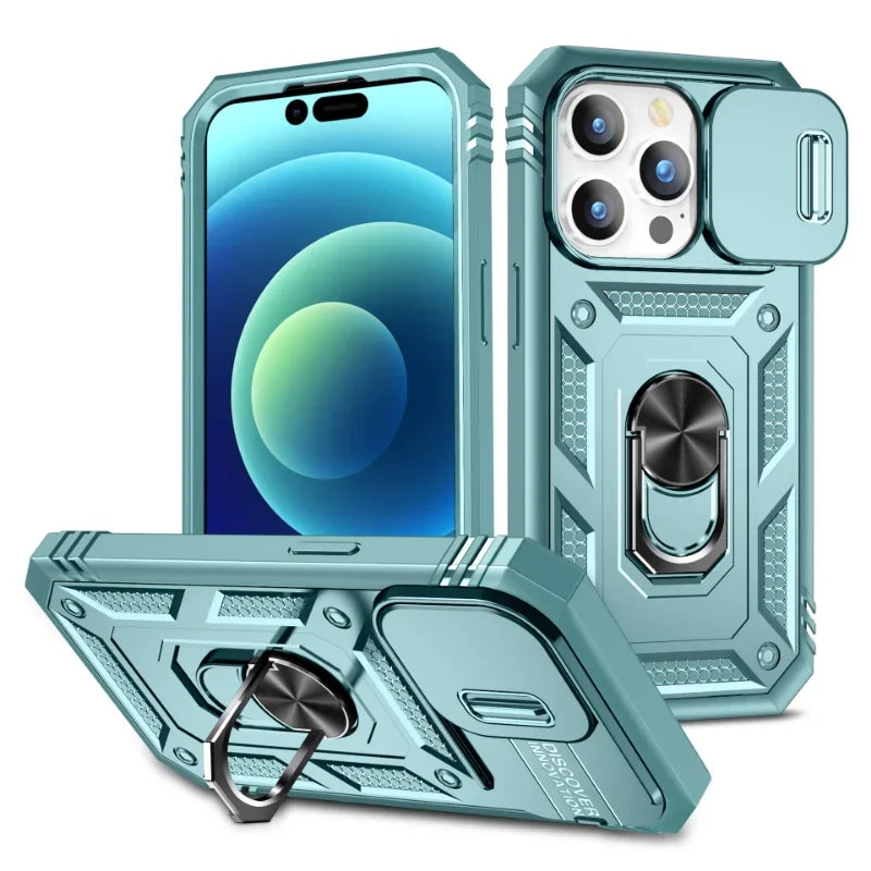 Full Body Rugged Protective Slide Camera Stand iPhone Case - DealJustDeal