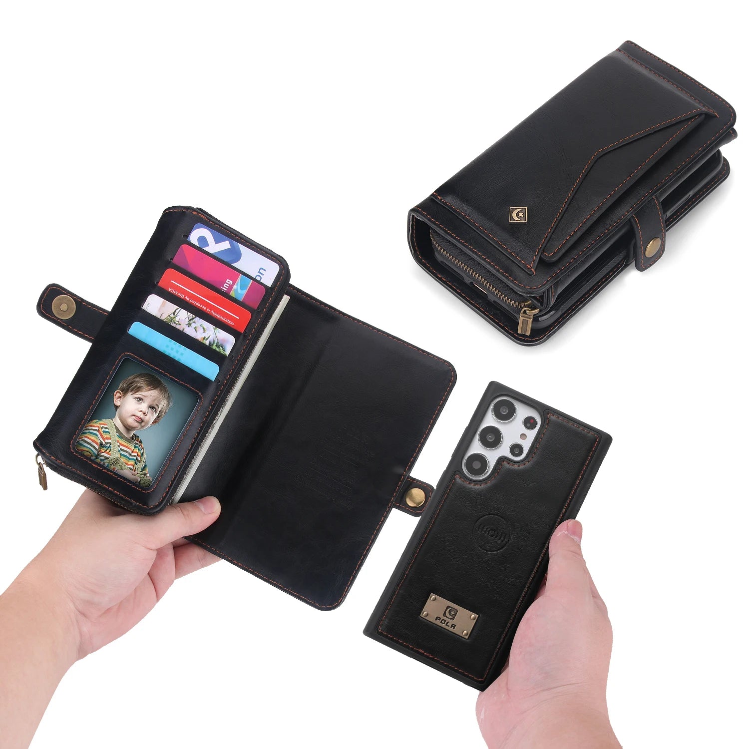 Detachable Magnetic Fold Wallet Leather Galaxy Note and S Case - DealJustDeal