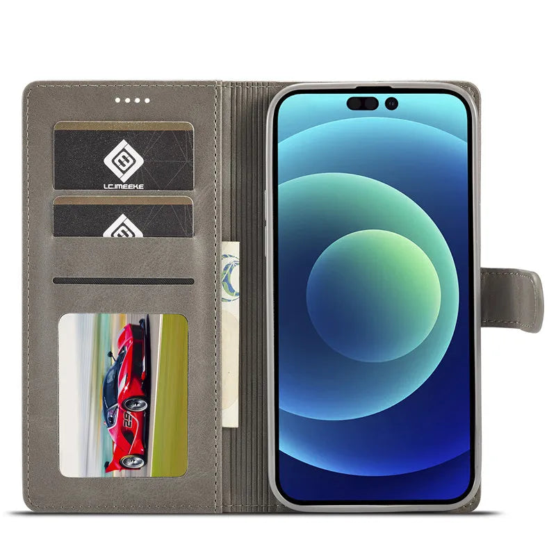 Magnetic Flip Leather iPhone Case - DealJustDeal