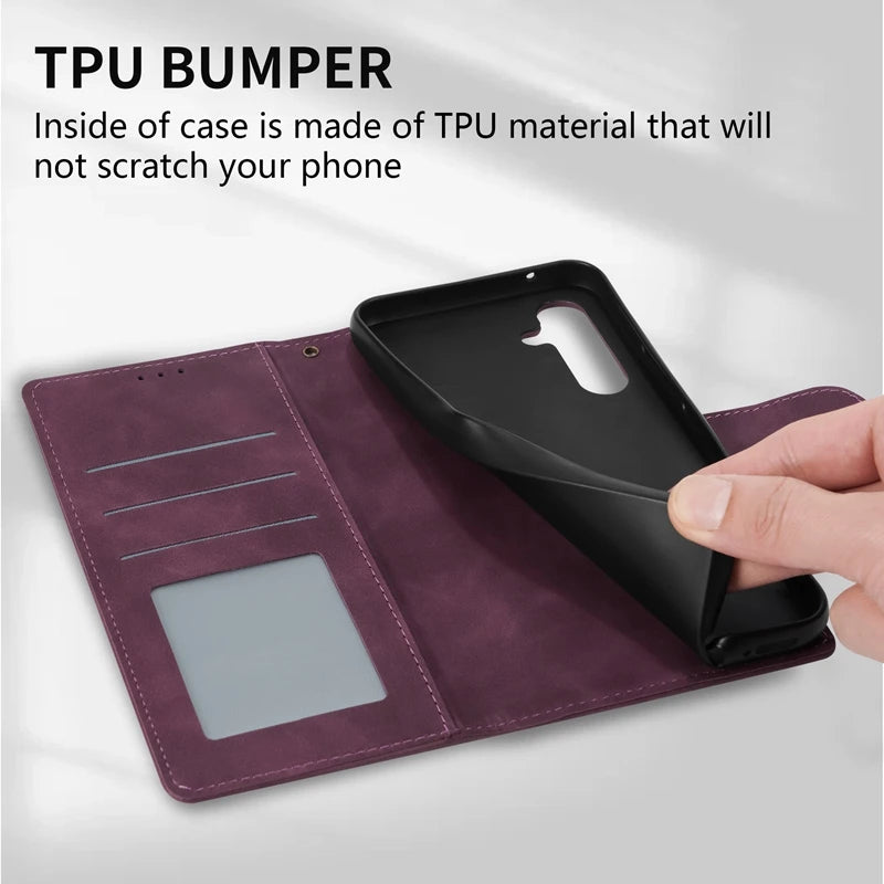 Wallet Card Slot Holder Magnetic Flip Leather Galaxy A Case - DealJustDeal