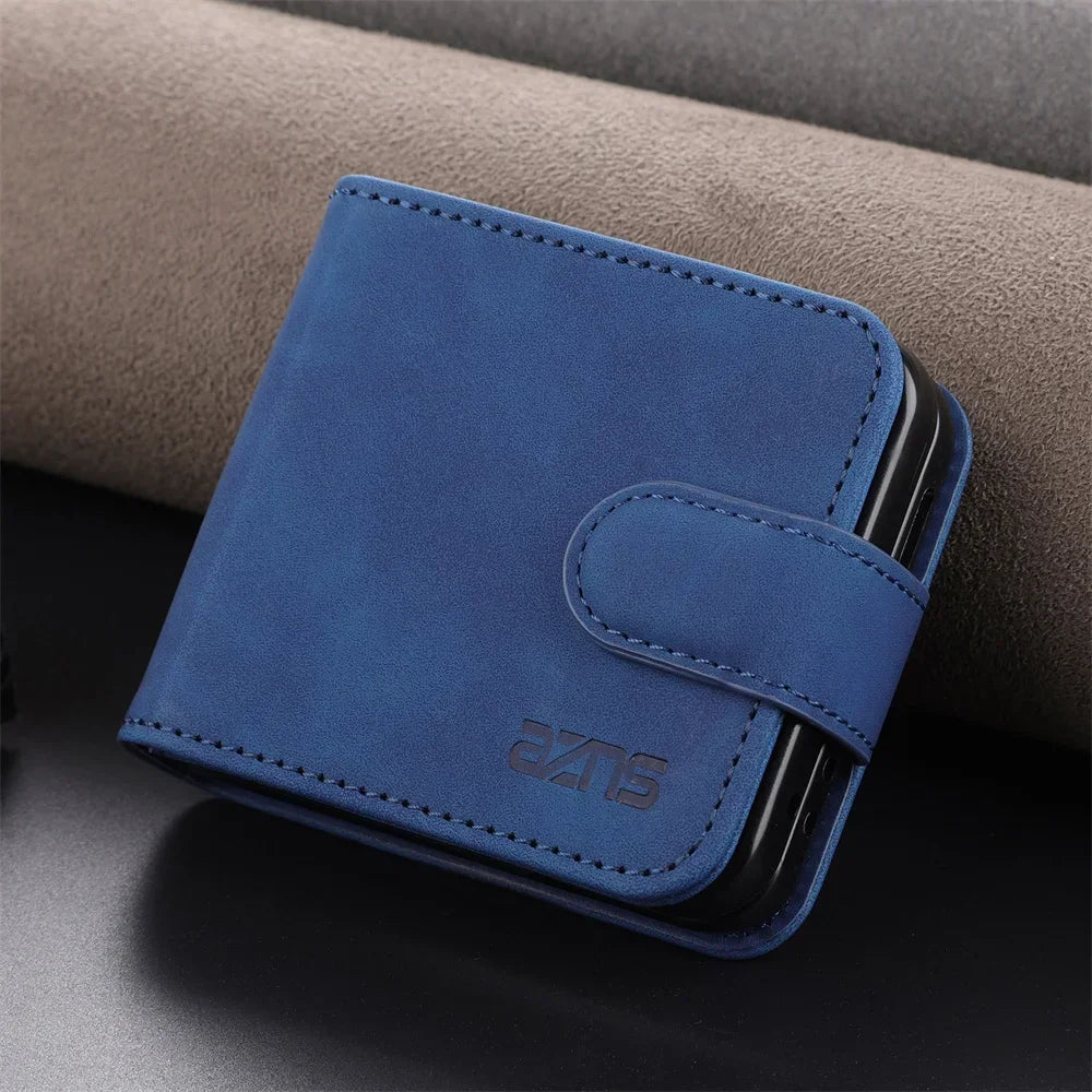 Card Slot Holder Kickstand Wallet Flip Leather Galaxy Z Flip Case - DealJustDeal