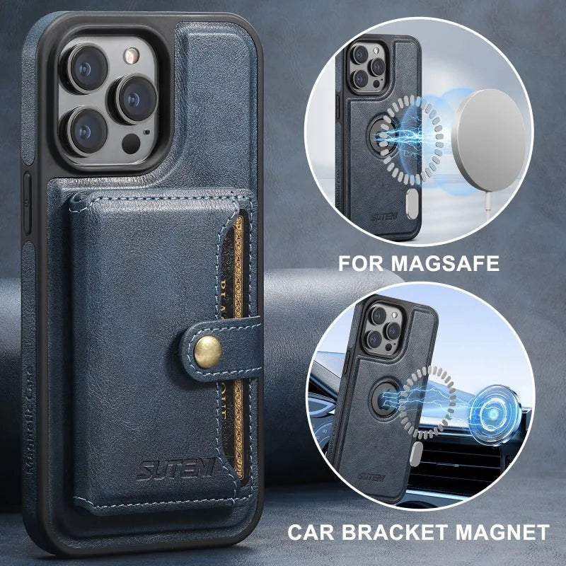 2 in 1 Detachable Leather Magnetic iPhone Case - DealJustDeal